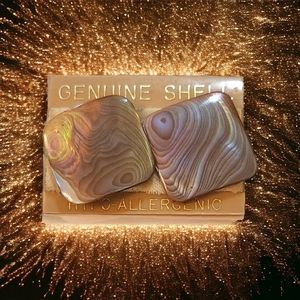 Vintage Square Mother of Pearl Shell Earrings